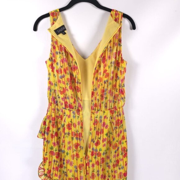 SALONI SILK Blend‎ Rosalind Floral V-neck Ruffled Chiffon Midi Dress Size 2 - Picture 7 of 16